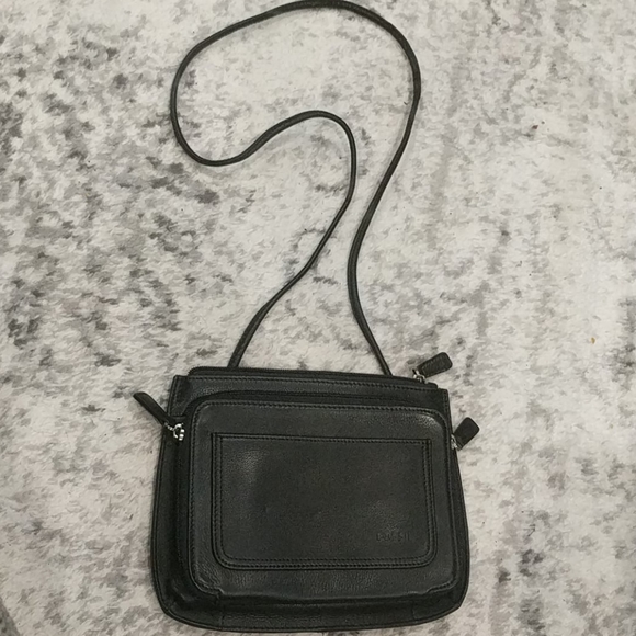 Fossil Handbags - Fossil black leather crossbody purse